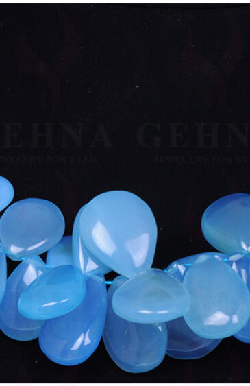 Blue Chalcedony Gemstone Almond Shaped Bead Necklace NS-1345