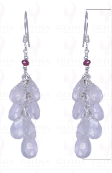 Red Garnet & Rose Quartz Gemstone Earrings Made With .925 Solid Silver ES-1345