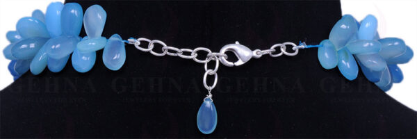 Blue Chalcedony Gemstone Almond Shaped Bead Necklace NS-1345