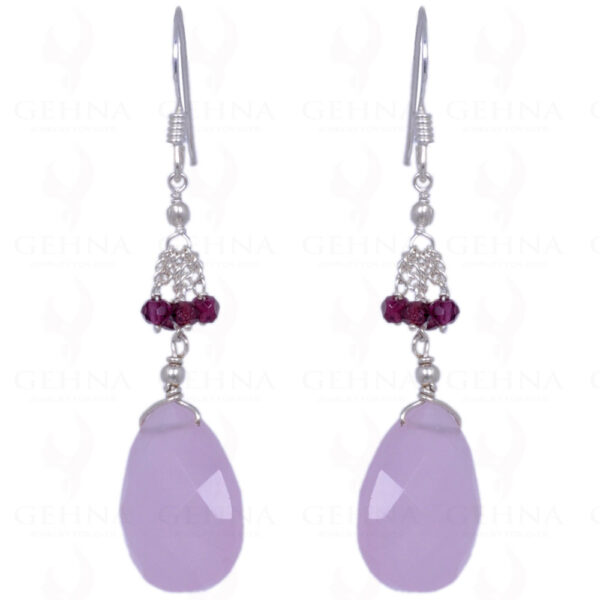 Red Garnet & Rose Quartz Gemstone Earrings Made In 925 Solid Silver ES-1346