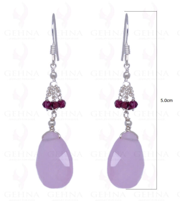 Red Garnet & Rose Quartz Gemstone Earrings Made In 925 Solid Silver ES-1346