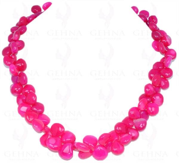 Pink Chalcedony Gemstone Almond Shaped Bead Necklace NS-1348