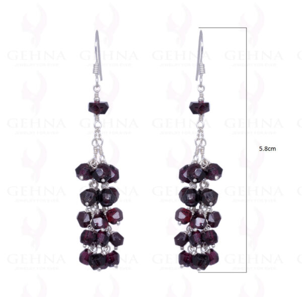 Red Garnet Gemstone Round Bead Earrings Made In .925 Sterling Silver ES-1348