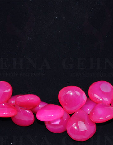 Pink Chalcedony Gemstone Almond Shaped Bead Necklace NS-1348