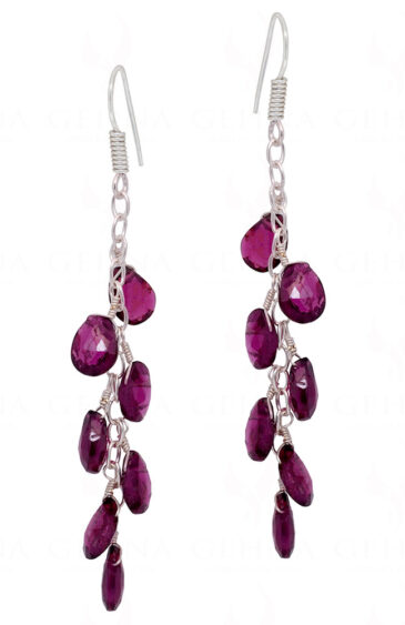 Rhodolite Garnet Gemstone Earrings Made In .925 Solid Silver ES-1349