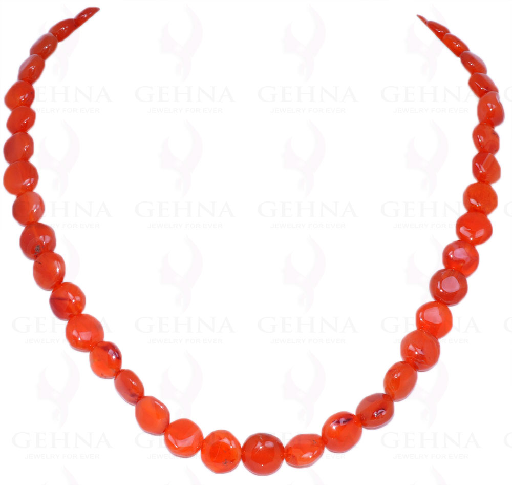 Carnelian Gemstone Round Shaped Bead Necklace NS-1349