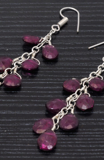 Rhodolite Garnet Gemstone Earrings Made In .925 Solid Silver ES-1349