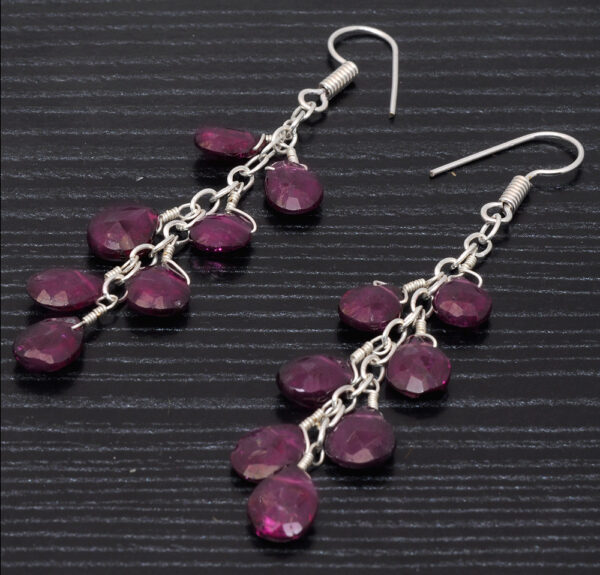 Rhodolite Garnet Gemstone Earrings Made In .925 Solid Silver ES-1349