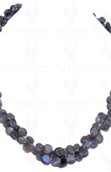 Labradorite Gemstone Almond Shaped Bead Strand Necklace NS-1350