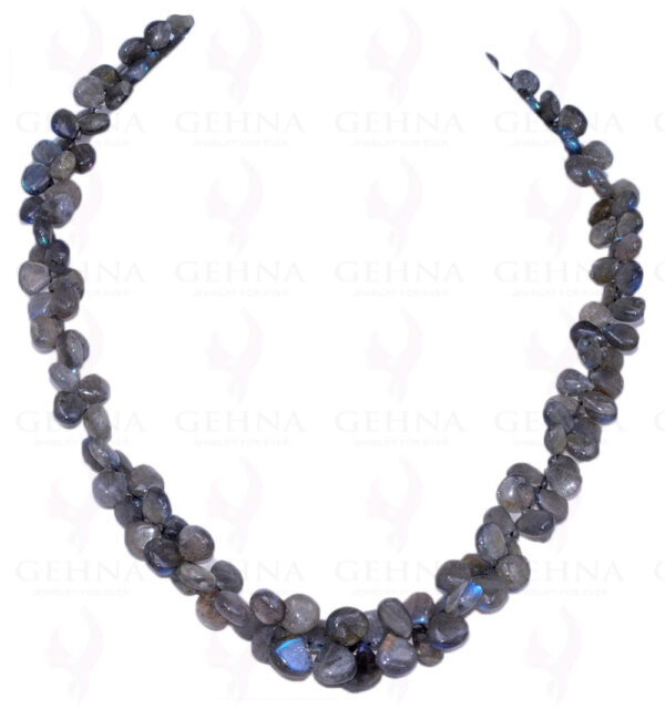 Labradorite Gemstone Almond Shaped Bead Strand Necklace NS-1350