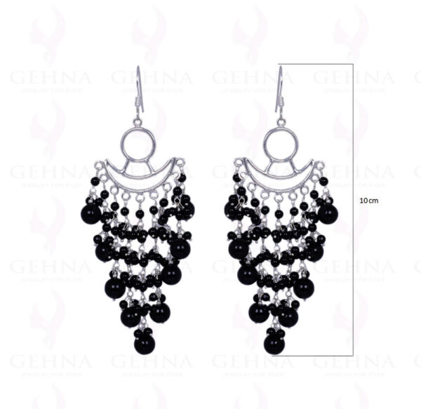 Black Spinel Gemstone Cabochon Bead Earrings Made In .925 Solid Silver ES-1350