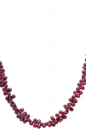 Red Garnet Gemstone Drop Shaped Bead Strand Necklace NS-1351