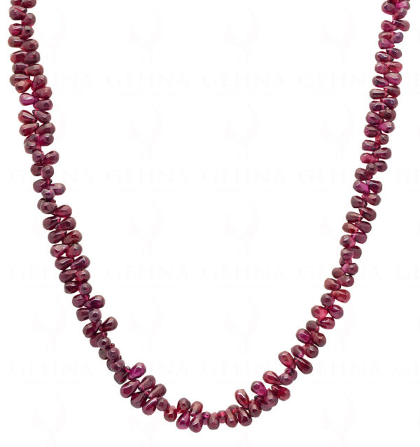 Red Garnet Gemstone Drop Shaped Bead Strand Necklace NS-1351