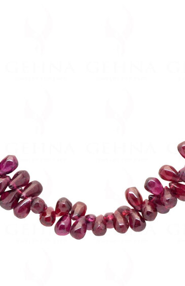 Red Garnet Gemstone Drop Shaped Bead Strand Necklace NS-1351