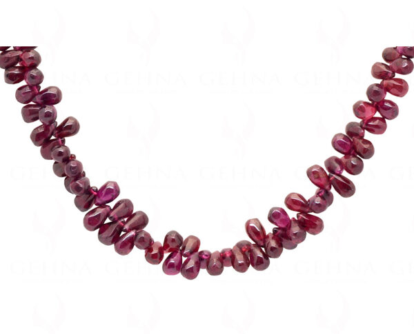 Red Garnet Gemstone Drop Shaped Bead Strand Necklace NS-1351