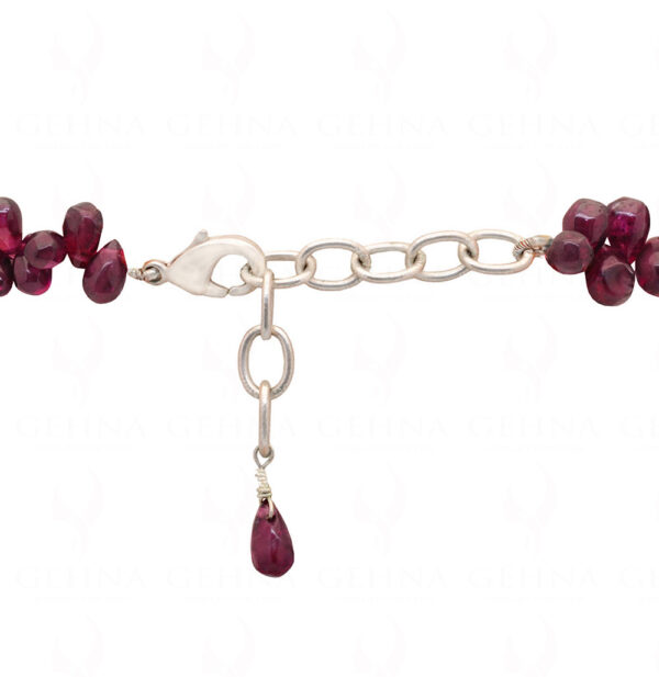 Red Garnet Gemstone Drop Shaped Bead Strand Necklace NS-1351