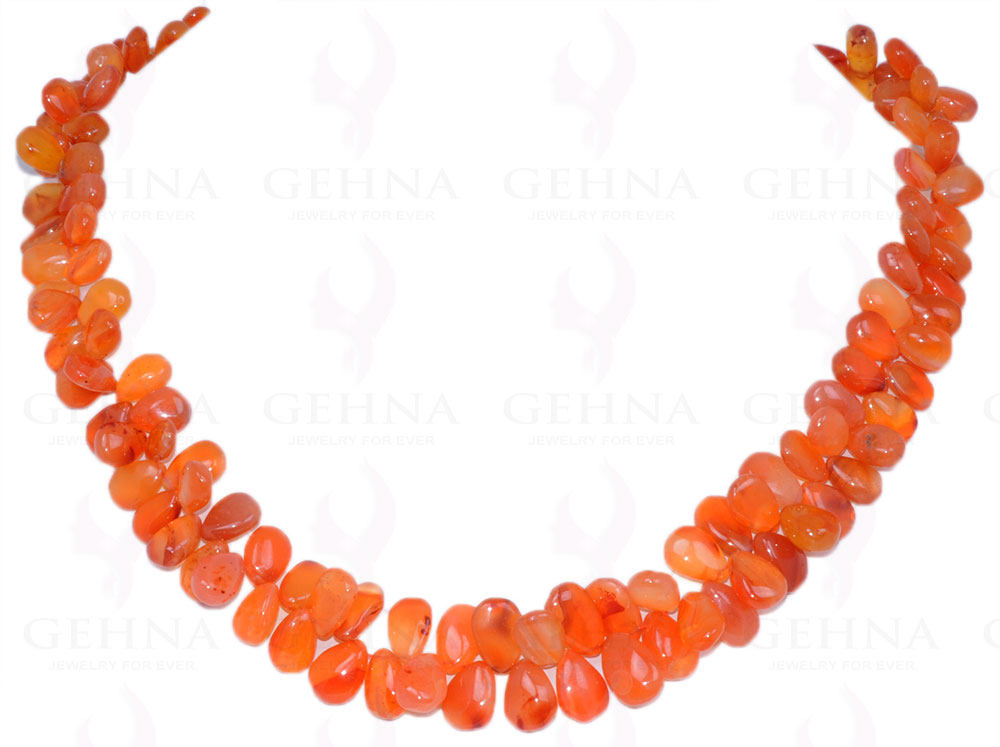 Carnelian Gemstone Almond Shaped Bead Strand Necklace NS-1352
