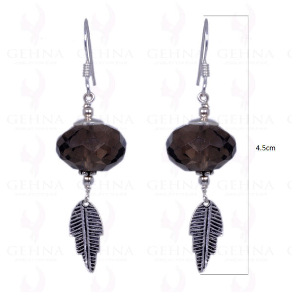 Smoky Topaz Gemstone Faceted Bead Earrings Made In .925 Solid Silver ES-1352