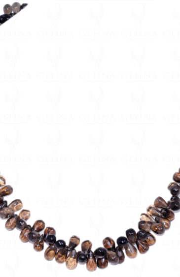 Smoky Quartz Gemstone Teardrop Shaped Bead Strand Necklace NS-1353