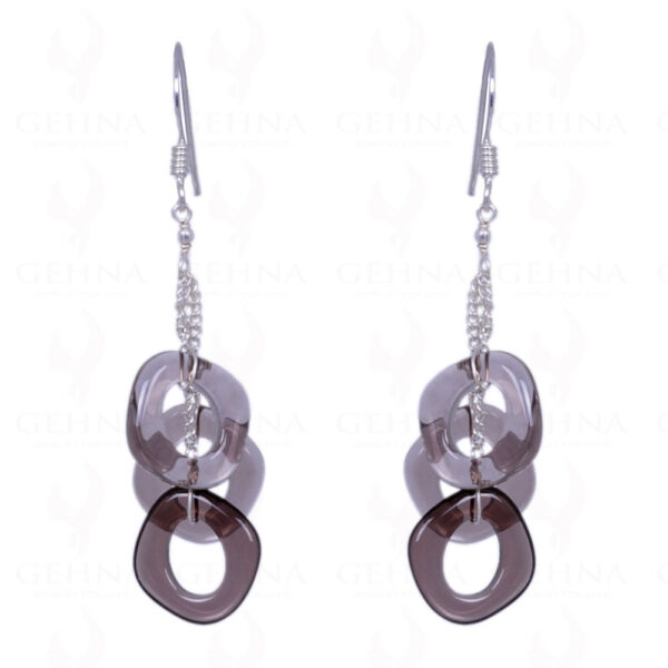 Smoky Topaz Square Shape Gemstone Earrings Made In .925 Solid Silver ES-1354