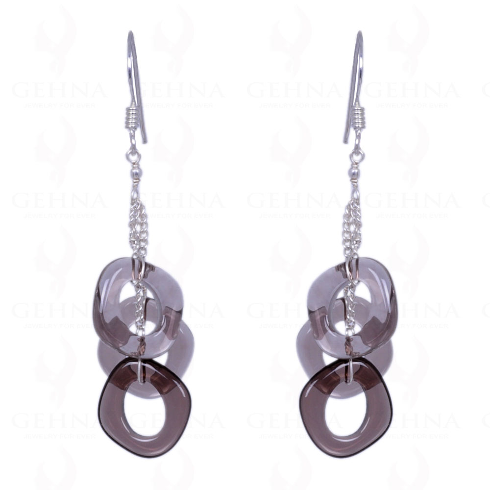 Smoky Topaz Square Shape Gemstone Earrings Made In .925 Solid Silver ES-1354