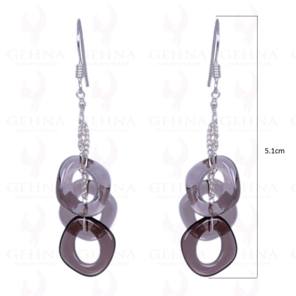 Smoky Topaz Square Shape Gemstone Earrings Made In .925 Solid Silver ES-1354