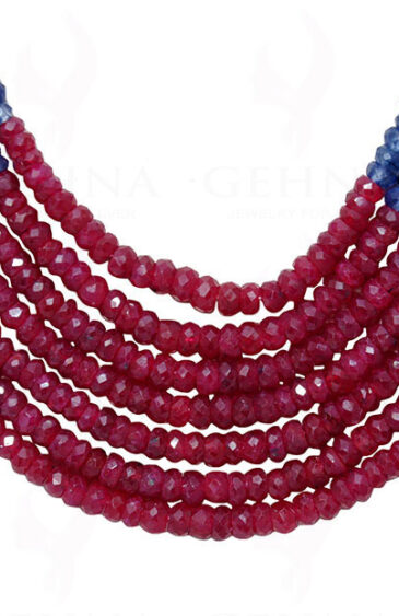 Ruby, Emerald & Sapphire Gemstone Faceted Bead Necklace NP-1357