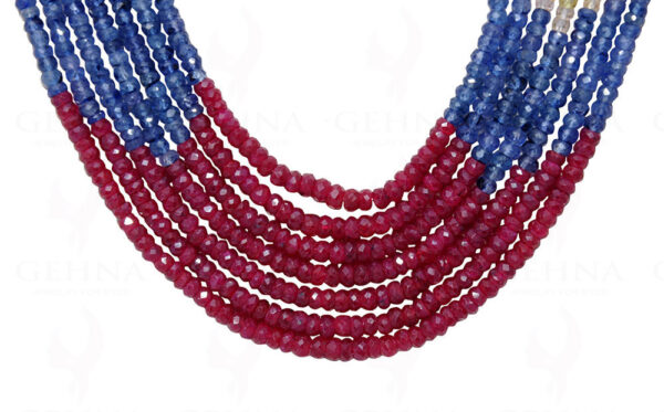 Ruby, Emerald & Sapphire Gemstone Faceted Bead Necklace NP-1357