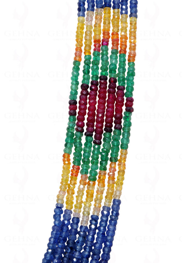 Ruby, Emerald & Sapphire Gemstone Faceted Bead Necklace NP-1357