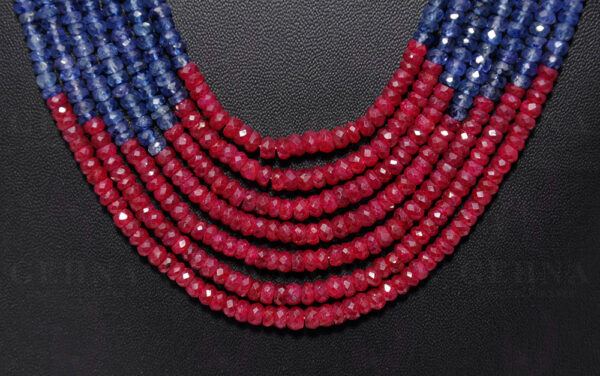 Ruby, Emerald & Sapphire Gemstone Faceted Bead Necklace NP-1357