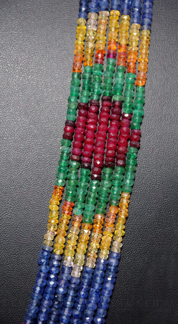 Ruby, Emerald & Sapphire Gemstone Faceted Bead Necklace NP-1357