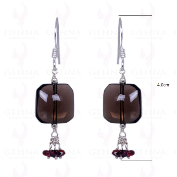 Smoky Topaz & Red Garnet Gemstone Earrings Made In .925 Solid Silver ES-1358