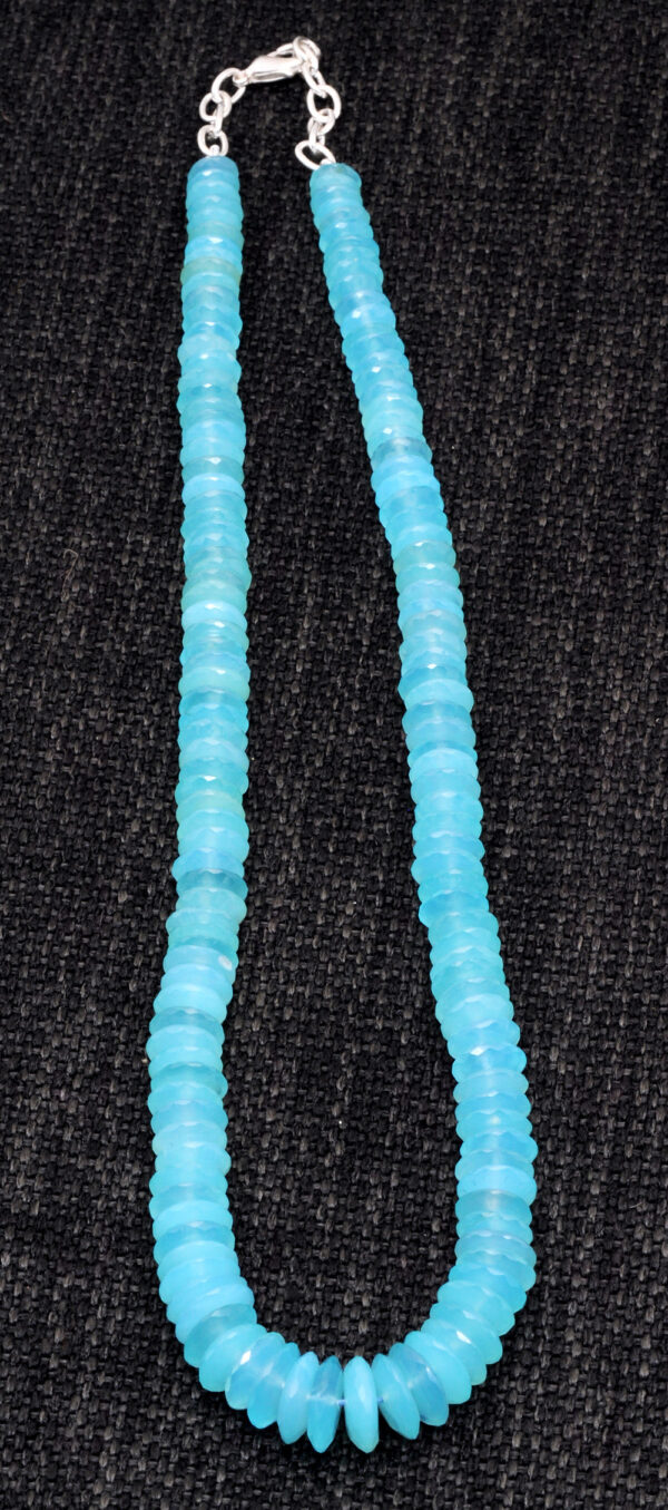 Blue Chalcedony Gemstone Faceted Bead String  NS-1359