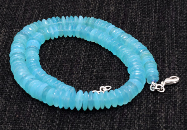 Blue Chalcedony Gemstone Faceted Bead String  NS-1359