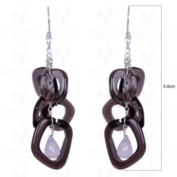 Smoky Topaz & Rose Quartz Gemstone Earrings Made In .925 Solid Silver ES-1360