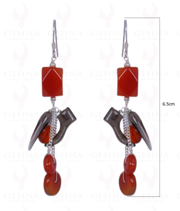 Smoky Topaz & Carnelian Gemstone Earrings Made In .925 Sterling Silver ES-1361