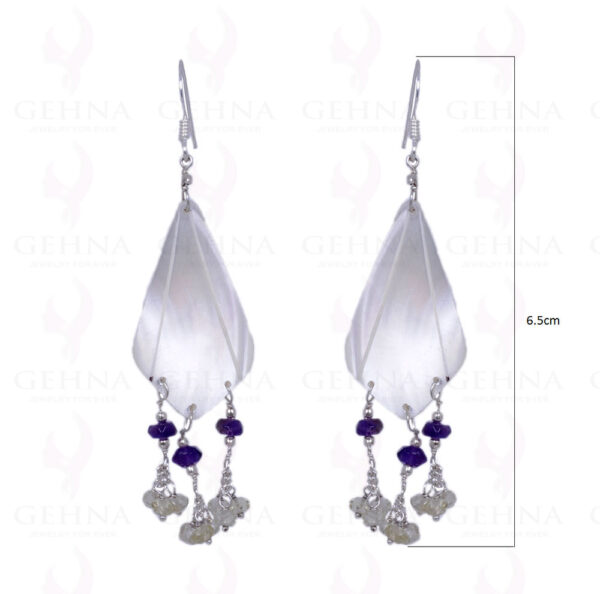 Shell Pearl, Lemon Topaz & Amethyst Gemstone Earrings In .925 Silver ES-1362