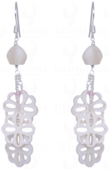 Mother Of Pearl Bead Earrings Made In .925 Sterling Silver ES-1363