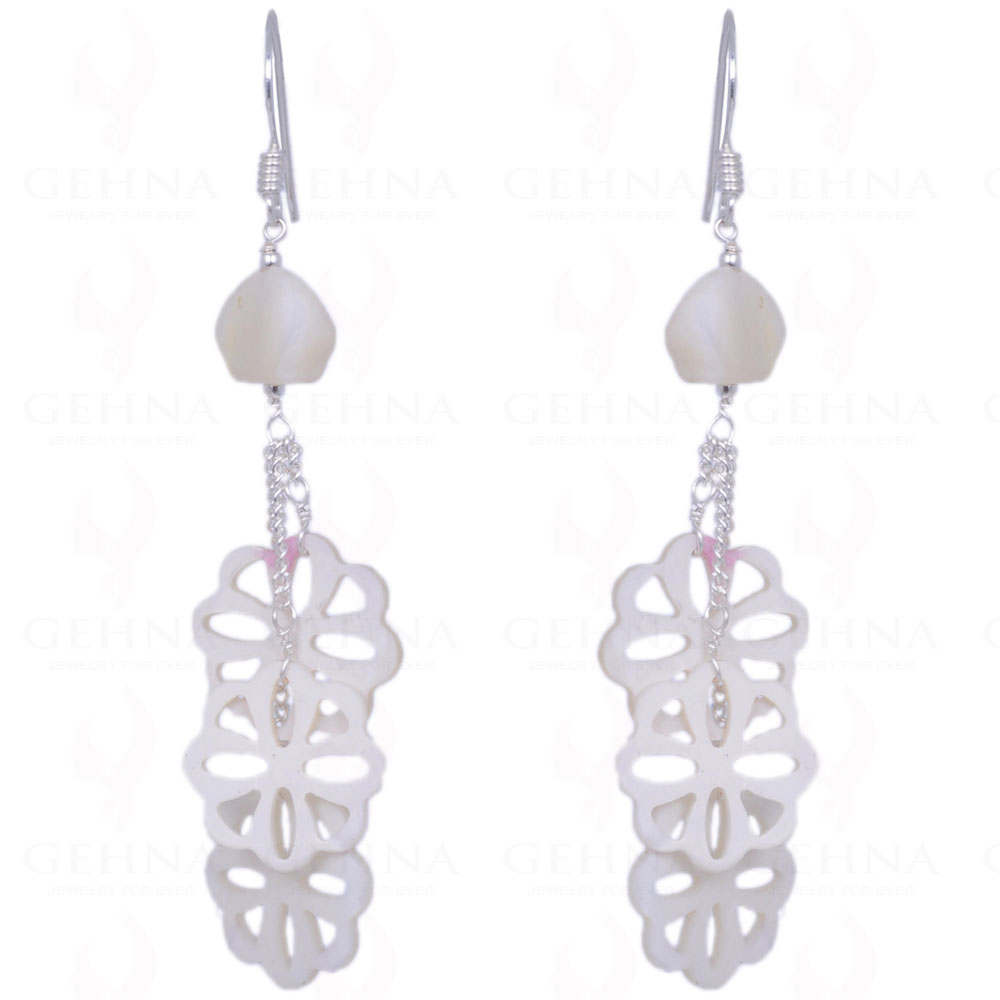 Mother Of Pearl Bead Earrings Made In .925 Sterling Silver ES-1363