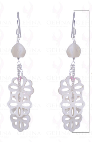 Mother Of Pearl Bead Earrings Made In .925 Sterling Silver ES-1363