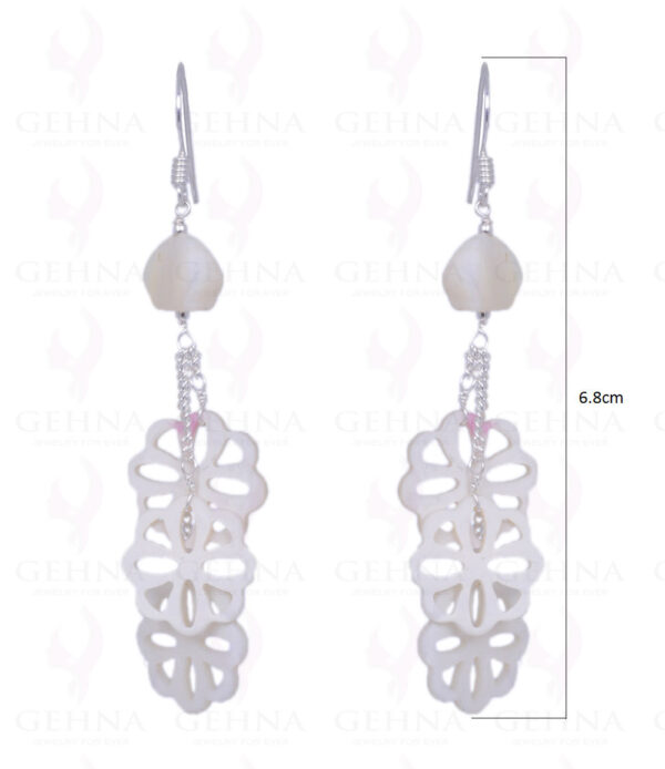 Mother Of Pearl Bead Earrings Made In .925 Sterling Silver ES-1363