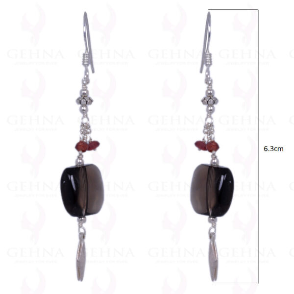 Red Garnet & Smoky Topaz Gemstone Earrings Made In .925 Solid Silver ES-1365