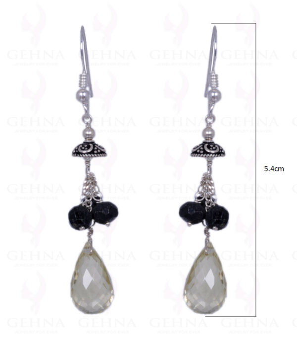 Black Spinel & Lemon Topaz Gemstone Earrings Made In .925 Solid Silver ES-1366