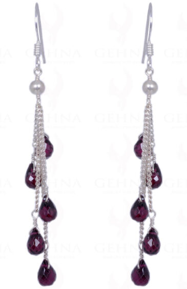 Red Garnet Drops Earrings Made With .925 Sterling Silver ES-1367