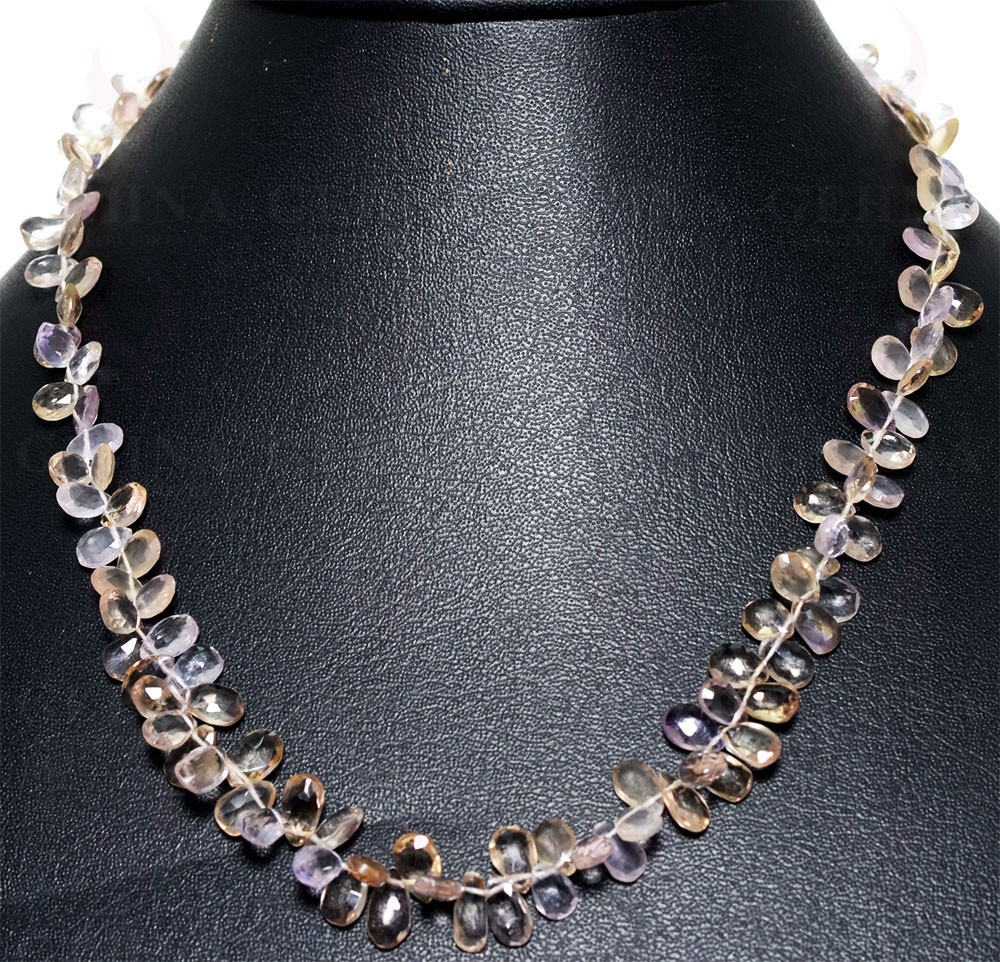 Ametrine Gemstone Faceted Almond Shaped Bead Necklace NS-1367