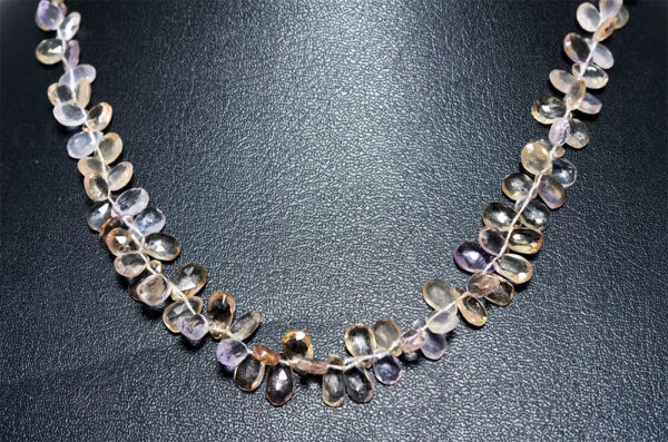 Ametrine Gemstone Faceted Almond Shaped Bead Necklace NS-1367