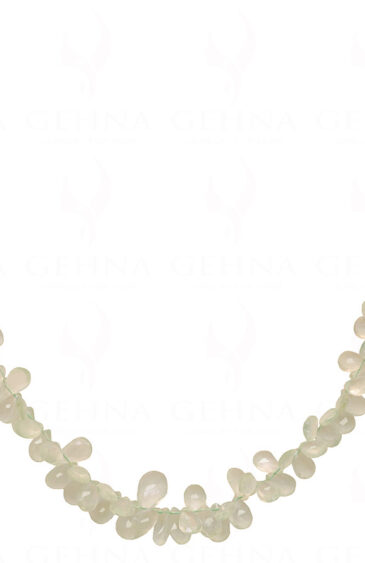 Green Amethyst Gemstone Faceted Almond Shaped Bead String Clasp Attached NS-1369