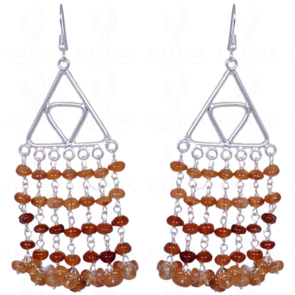 Hessonite Gemstone Bead Earrings Made In .925 Solid Silver ES-1370