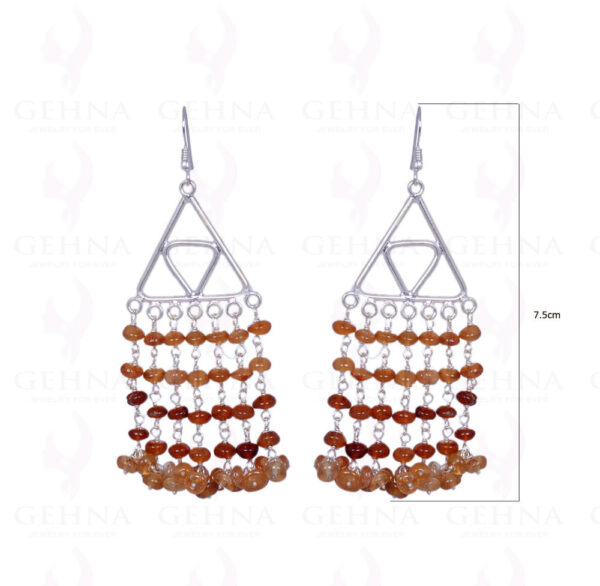 Hessonite Gemstone Bead Earrings Made In .925 Solid Silver ES-1370