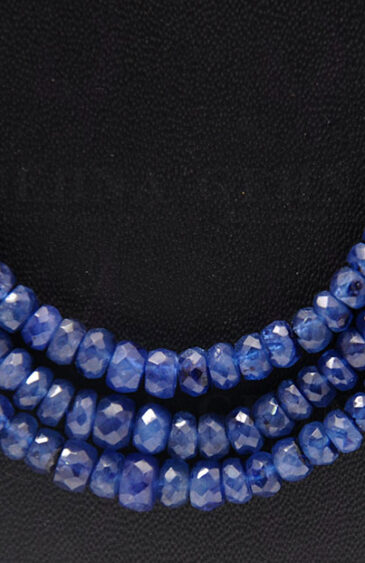 3 Rows Of Blue Sapphire Gemstone 26″ Faceted Bead Long Necklace NP-1370